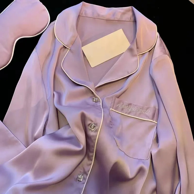 Pyjama soyeux de luxe léger de haute qualité pour femme, pyjama de printemps et