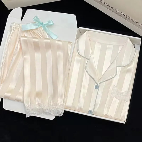 Pyjama soyeux de luxe léger de haute qualité pour femme, pyjama de printemps et