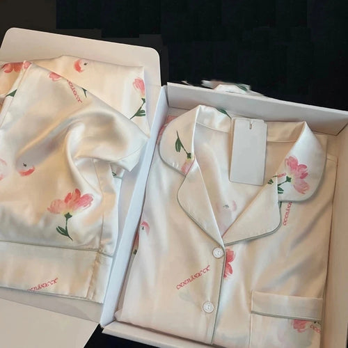 Pyjama soyeux de luxe léger de haute qualité pour femme, pyjama de printemps et