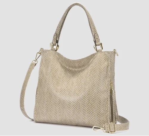 Arliwwi PU Shiny Serpentine Shoulder Bags Luxury Handbag Fashion