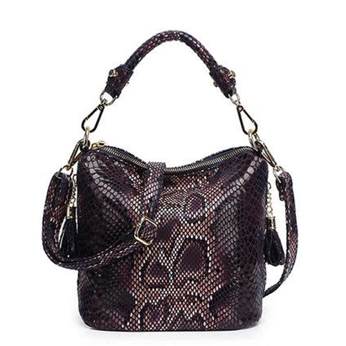 Women's PU Leather Luxury Handbags Women Shiny Embossed Coating Bucket
