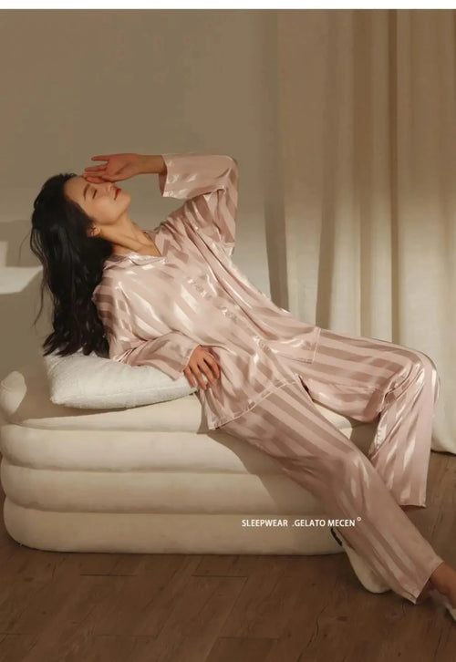 Pyjama soyeux de luxe léger de haute qualité pour femme, pyjama de printemps et