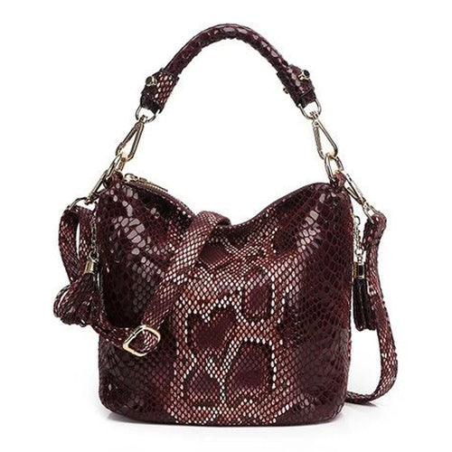 Women's PU Leather Luxury Handbags Women Shiny Embossed Coating Bucket