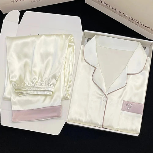 Pyjama soyeux de luxe léger de haute qualité pour femme, pyjama de printemps et