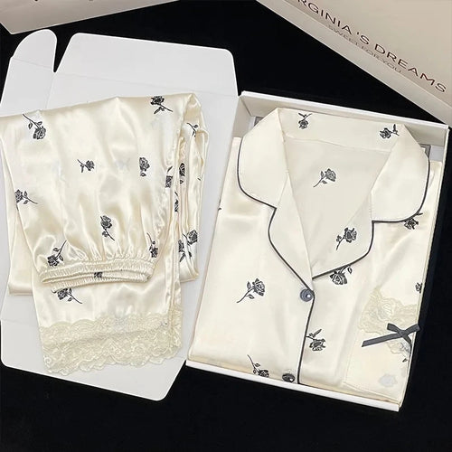 Pyjama soyeux de luxe léger de haute qualité pour femme, pyjama de printemps et
