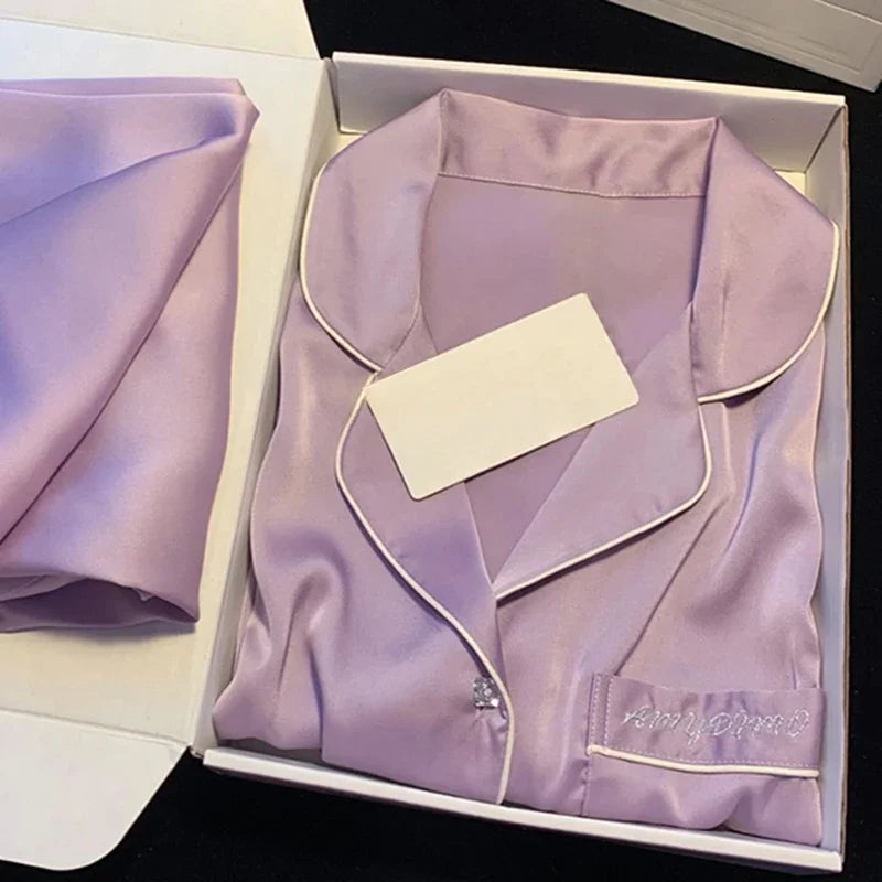 Pyjama soyeux de luxe léger de haute qualité pour femme, pyjama de printemps et