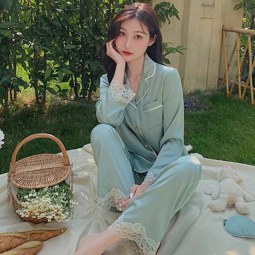 Pyjama soyeux de luxe léger de haute qualité pour femme, pyjama de printemps et