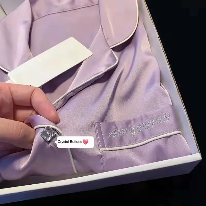 Pyjama soyeux de luxe léger de haute qualité pour femme, pyjama de printemps et