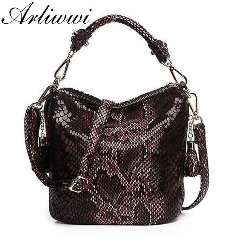 Women's PU Leather Luxury Handbags Women Shiny Embossed Coating Bucket