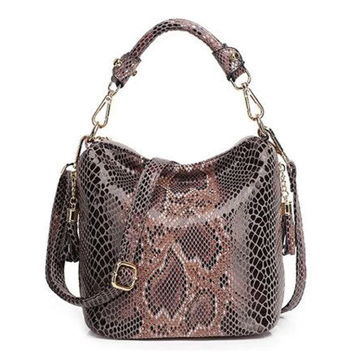 Women's PU Leather Luxury Handbags Women Shiny Embossed Coating Bucket