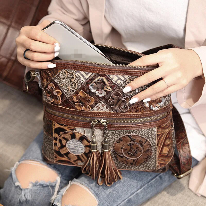 Women Leather Bag Designer Brand Bohemian Crossbody Bags Genuine