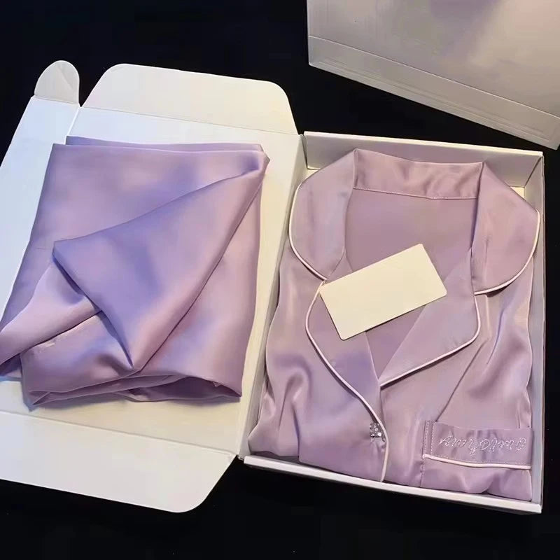 Pyjama soyeux de luxe léger de haute qualité pour femme, pyjama de printemps et
