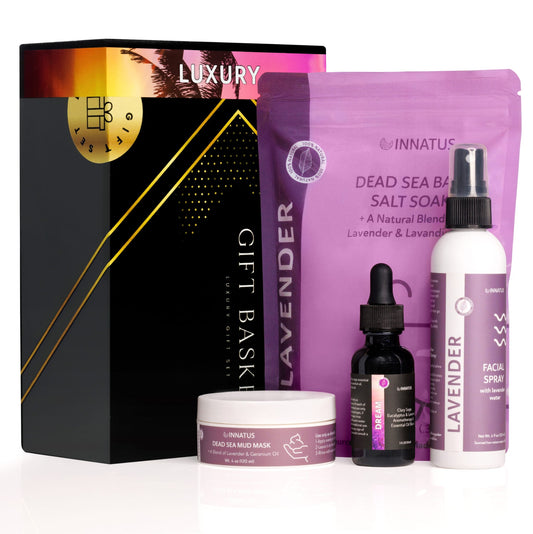 Coffret cadeau spa de luxe de la mer Morte - Sel de bain, spray pour le visage, masque de boue et