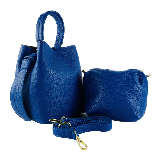 RB1006CH | Borsa a Secchiello con Pochette en Vera Pelle Fabriqué en