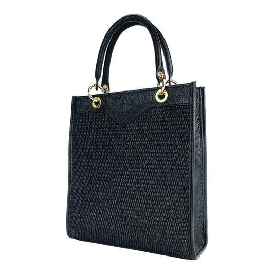 RB1026A | Borsa Donna a mano verticale en Vera Pelle e Paglia Made in