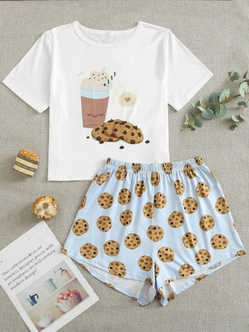 Women's Sleepwear Cute Cartoon Print Short Set Pajamas For Women