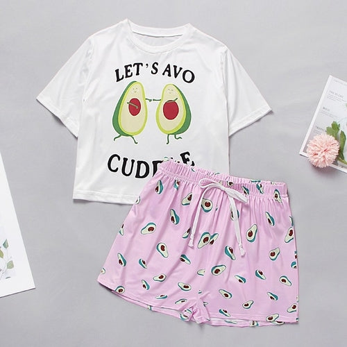 Women's Sleepwear Cute Cartoon Print Short Set Pajamas For Women