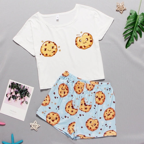 Women's Sleepwear Cute Cartoon Print Short Set Pajamas For Women