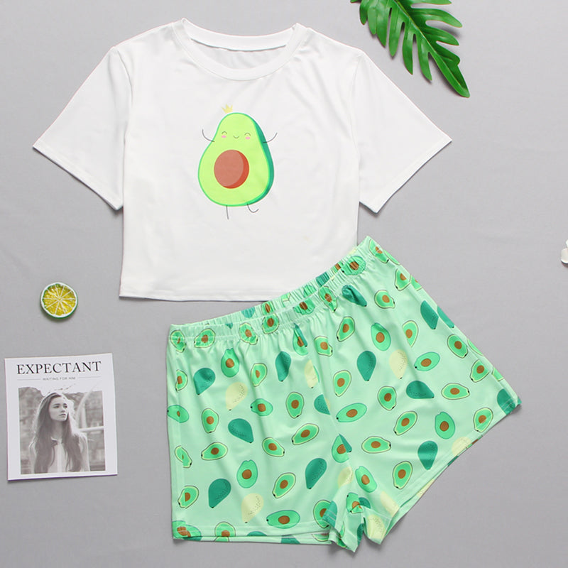 Women's Sleepwear Cute Cartoon Print Short Set Pajamas For Women