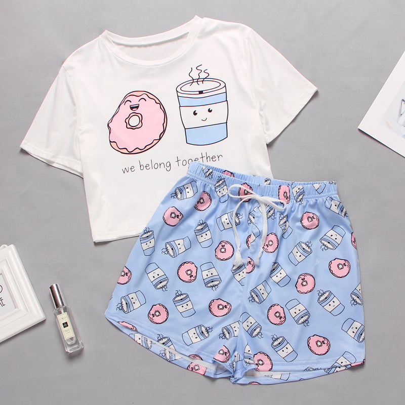 Women's Sleepwear Cute Cartoon Print Short Set Pajamas For Women