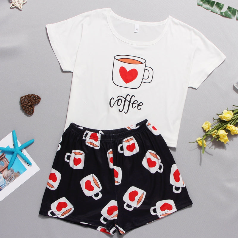 Women's Sleepwear Cute Cartoon Print Short Set Pajamas For Women